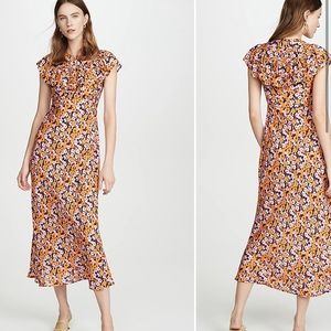 Rixo Lacey floral silk midi dress